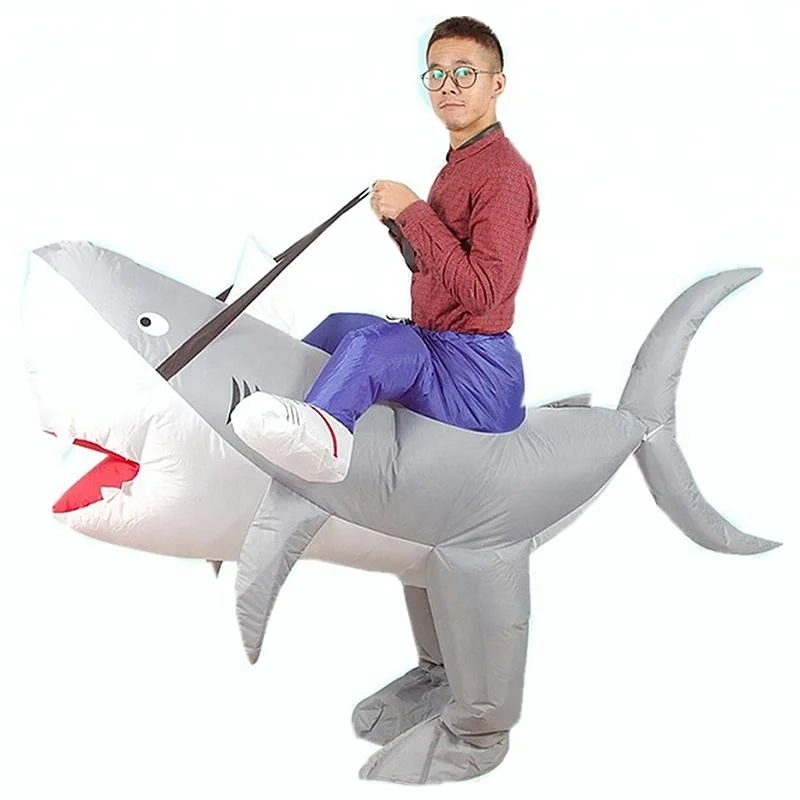 

Fancy inflatable ride on shark costume adult inflatable shark suit party costume