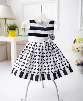 New Style Kids Party Wedding Dress Black And White Bridal Ball