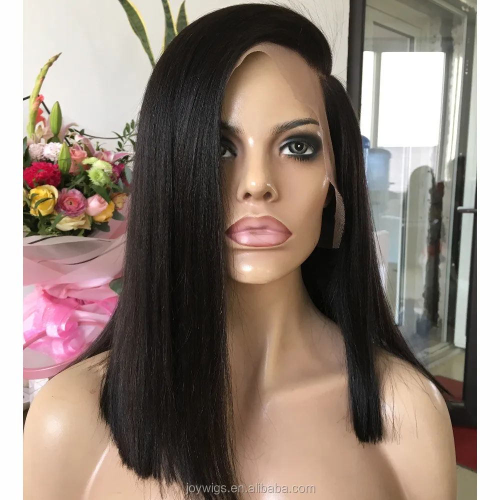 

Newest Hot selling bob style raw indian elastic band brazilian hair glueless yaki human hair full lace wig