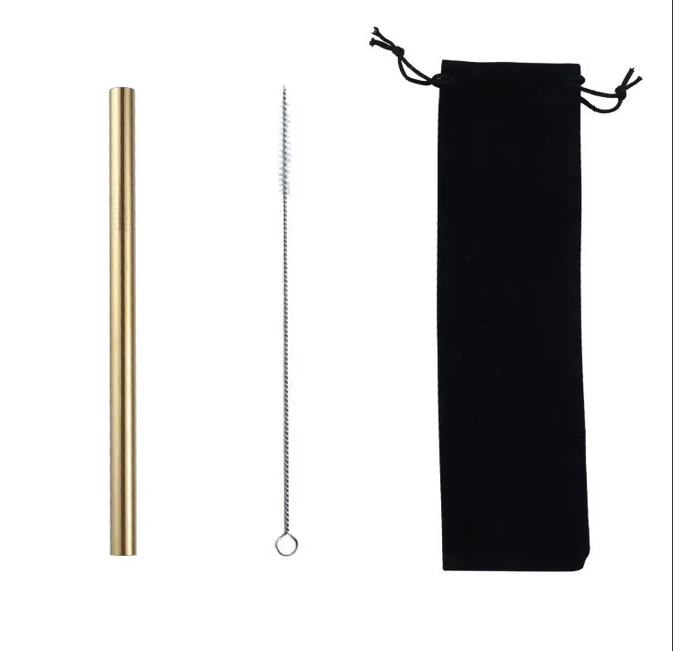 

Low Quantity Cheap Price Eco Friendly Approved Reusable Stainless Steel drinking Straw set with cloth pouch