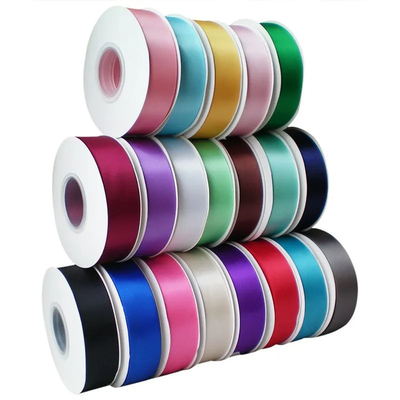 

10mm X 25Yard Ribbon Single Face Satin Ribbon Rolls For Webbing Decoration Candy Box Packaging 24 Colors
