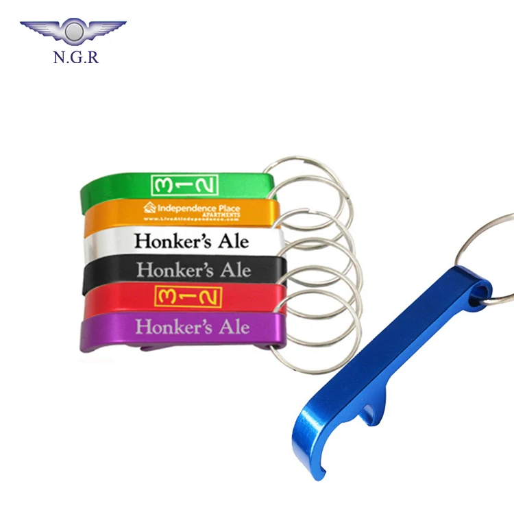 

Factory hottest selling cheap aluminium beer bottle opener with customised logo and keychain for promotional, Black, red, blue, green and other customised