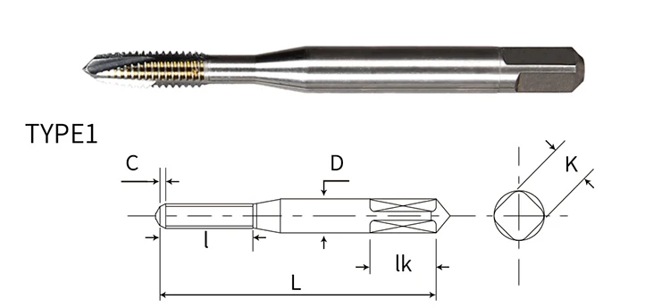 Threading tool machine taps spiral flute tap BRIGHT M8*1