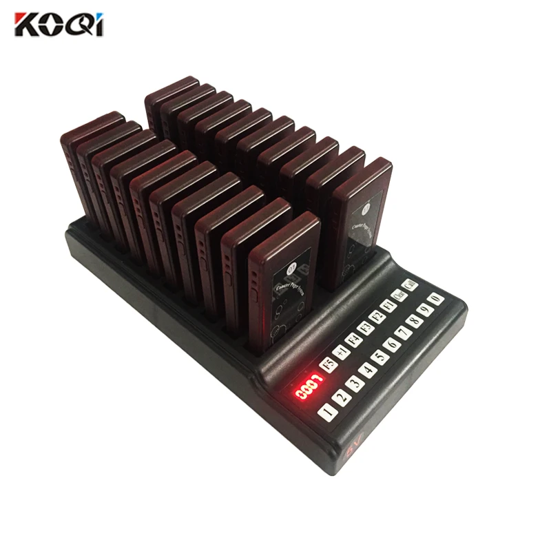

1 Keyboard 20 Wireless Coaster Pager Restaurant Queue Call System