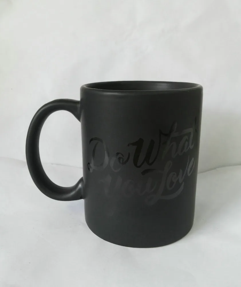 

Customized high quality matt black color ceramic mug with gross black printing, White or customized color