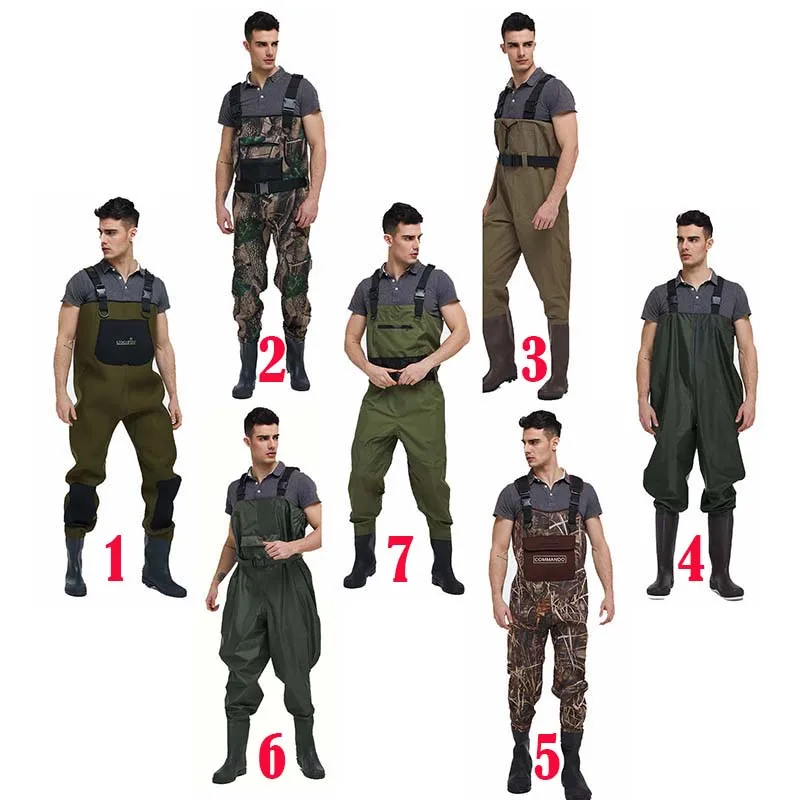 
wholesale manufacturers men camo neoprene 70d nylon fly fishing waterproof pvc waist high chest hunting fishing waders for sale 