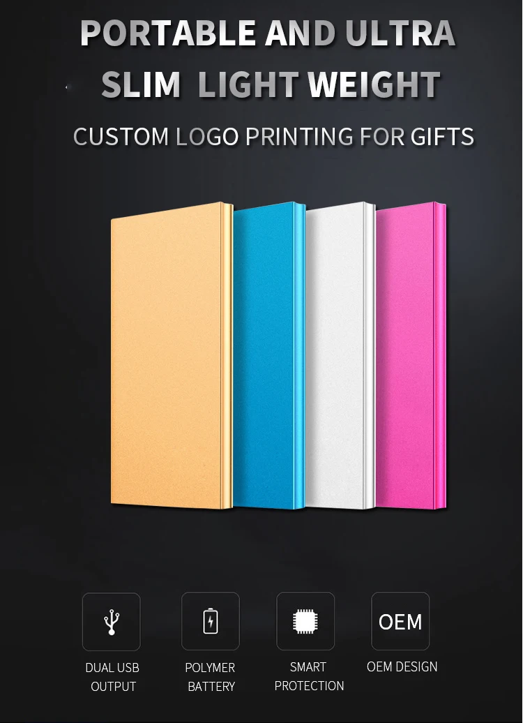 Custom gifts universal power bank 10000mah ultra slim portable power banks and powerbank usb chargers for smart phone - ANKUX.COM