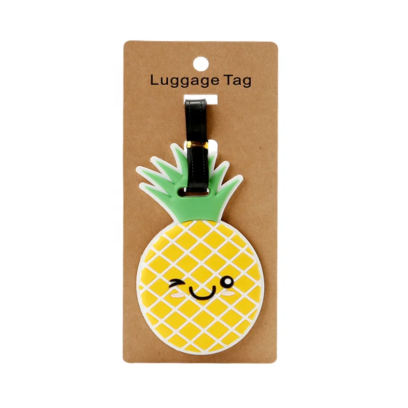 
Novelty cute custom fruits pineapple shaped pvc silicone luggage tag baggage tag for travel 