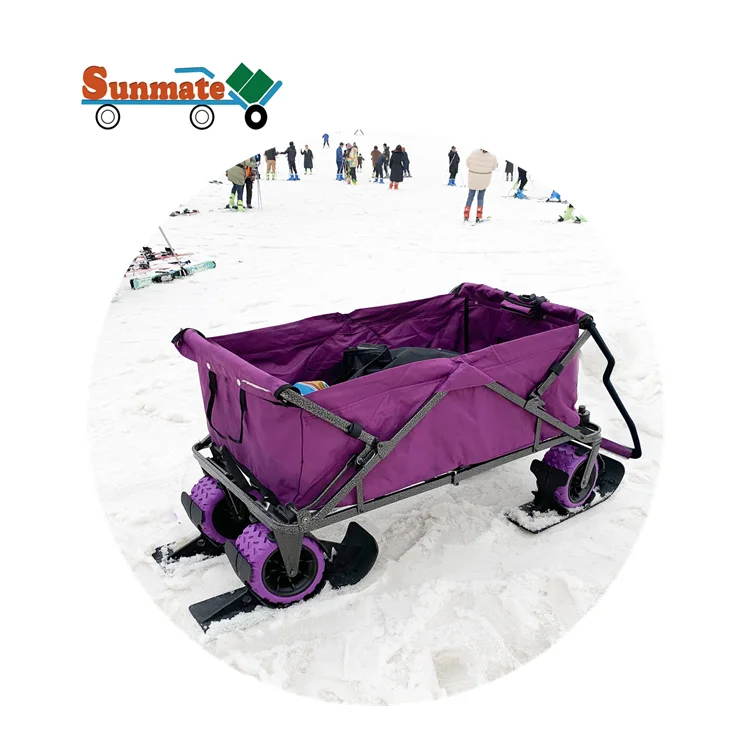 

2019 new fashion winter time outdoor sports utility trolley wheel sled folding wagon cart snow sledges, Custom