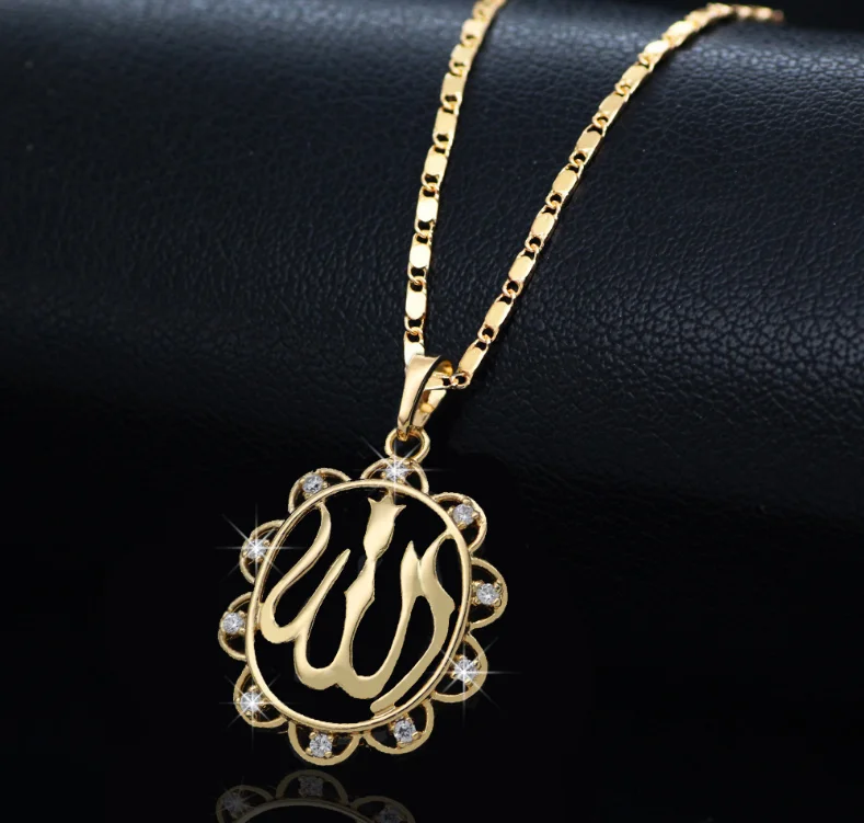 

Hot sale wholesale female muslim islamic religious turkey diamond gold chain totem pendant jewellery necklace