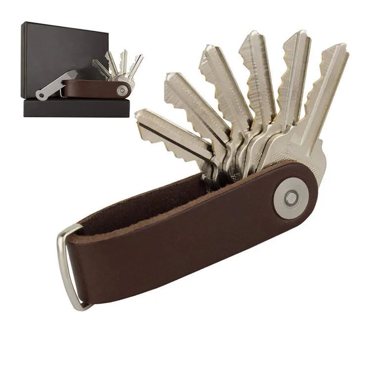 Custom Wholesale Compact Smart Pocket 100% Real Leather Key Organizer ...