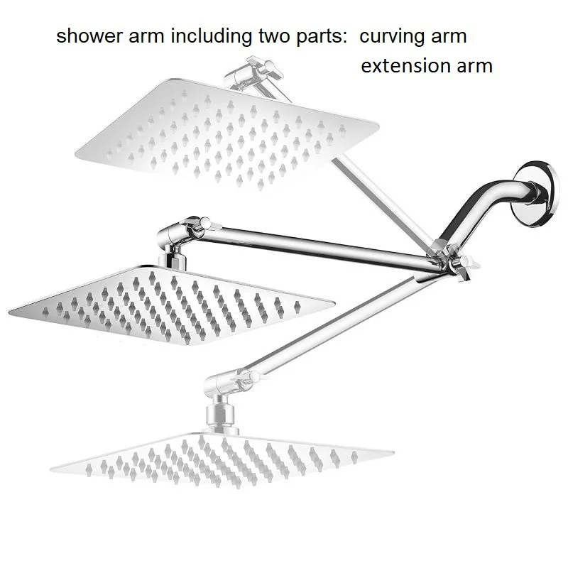 High Quality Adjustable Shower Extention Arm Set Brass Chrome Finished