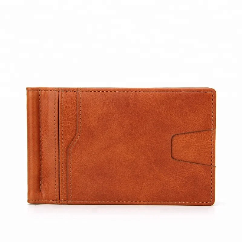 

High Quality Genuine Leather Card Holder Wallet Rfid Blocking Money Clip Wallet, Available