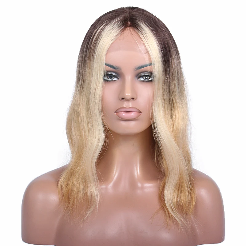 PREMIER Ciara Ombre honey blonde Color Color wavy 12 inch Bob Virgin Human Hair Glueless  Lace Front Wig