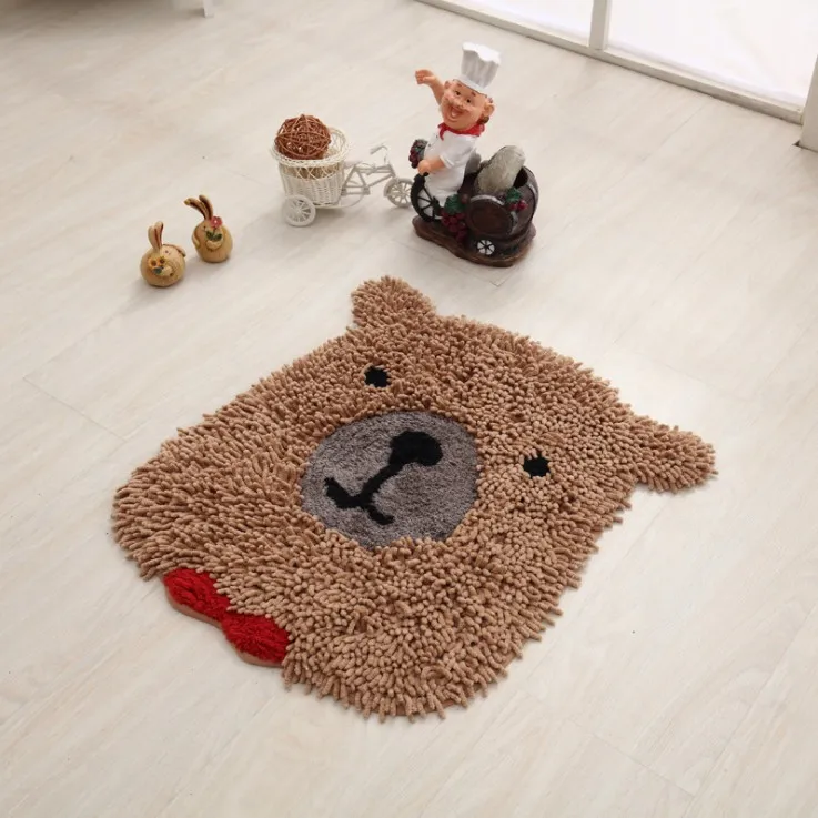 雪尼尔软卡通熊防滑床头地毯地垫