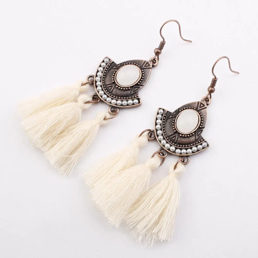 

Vintage Creative water droplet fan design Bohemia tassel trendy Earring, Customizable