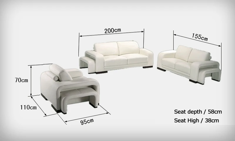 Modern design Living room furniture 1+2+3 sofa set