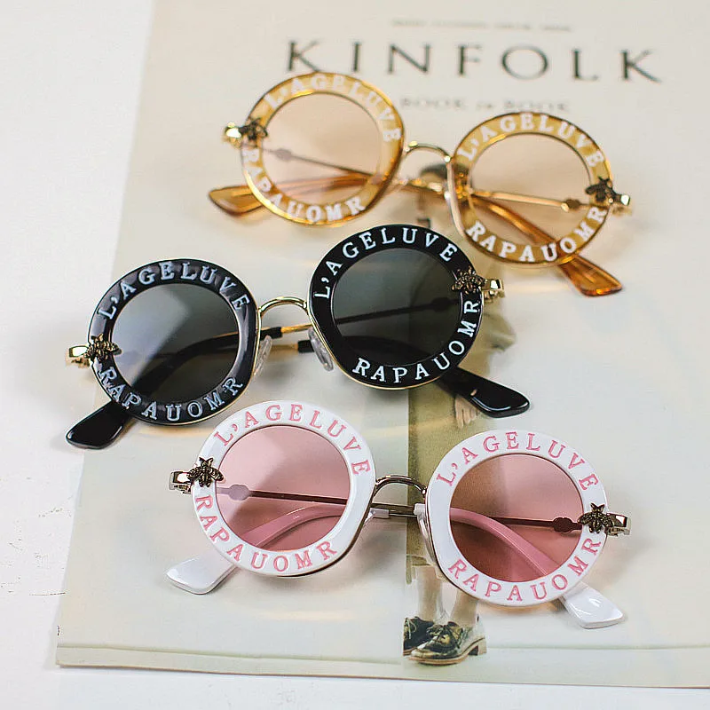 

2020 Hot Selling Luxury Vintage Boys Girls Metal Bee Steampunk Sunglasses Children Sun Glasses Round Kids Sunglasses