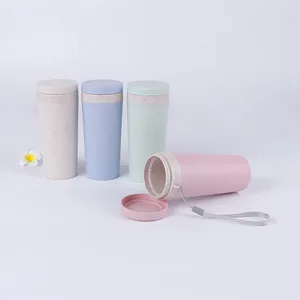 Image of Wholesale Best Seller Wheat Straw Cup travel Plastic drinking Sports Water Bottle