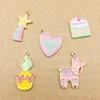 100pcs Korean Love Color Enamel Heart Rainbow Charms Pineapple Meteor Horse Cake Charms Accessories Earrings Pendant DIY Dangle