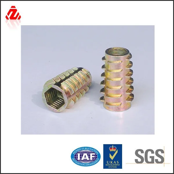 Hex Drive Threaded Insert Nut Type D Nut Zinc Alloy For Furniture Wood