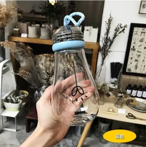 Image of Creative Design 420ML Portable Leakproof Bulb Shape Glass Water Bottle