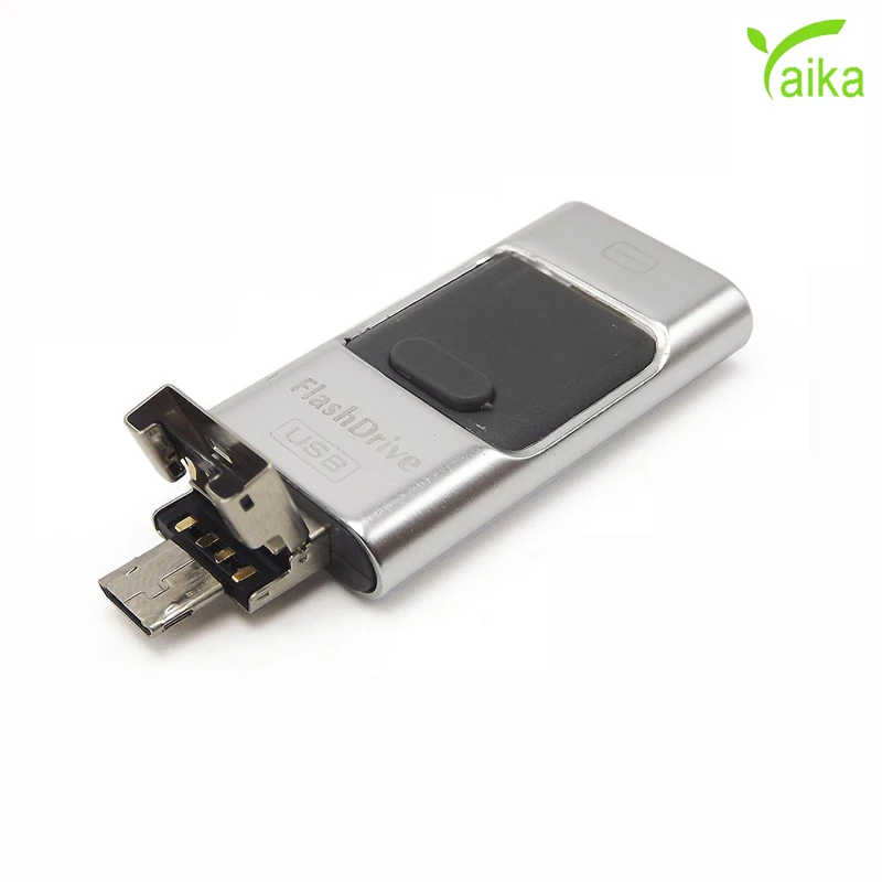 

Yaika 3 in 1 USB Flash Drive i-Flash U-Disk Memory Stick Pen Drive for iphone and android, Black;golden;silver;gold/silvery