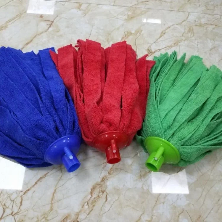 

80% polyester and 20% polyamide 160 grams microfiber strip screw mop head of assorted colors mop