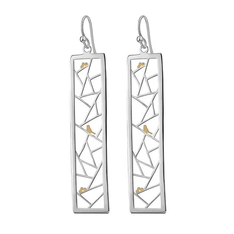 

Custom Fine Paper-cut Design Silver cross earring, As photo