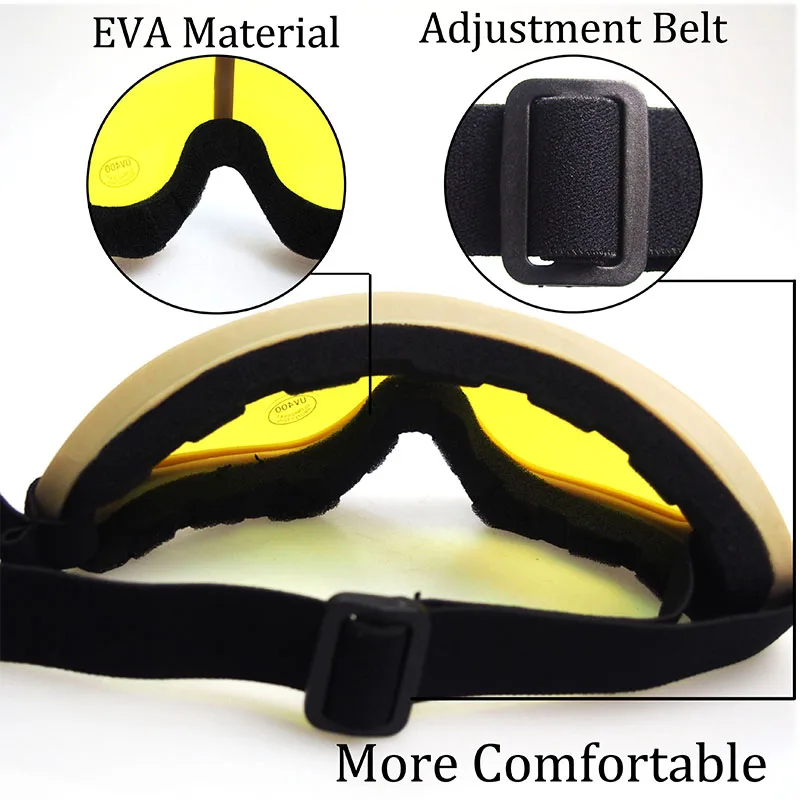 X400 High quality competitive price wind anti dust military tactical snow boarding goggles