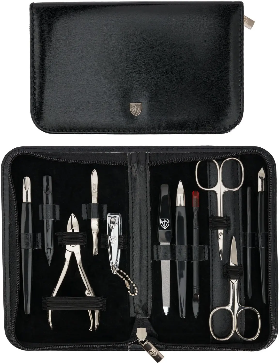THREE SWORDS - Exclusive 12-Piece MANICURE - PEDICURE - GROOMING – NAIL CARE set / kit / case - Made in Solingen / Germany (520500)