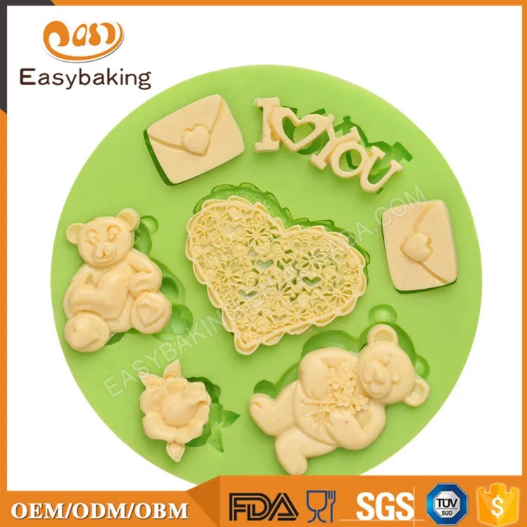 ES-0017 3D lovely little bear shape silicone fondant cake decoration mold