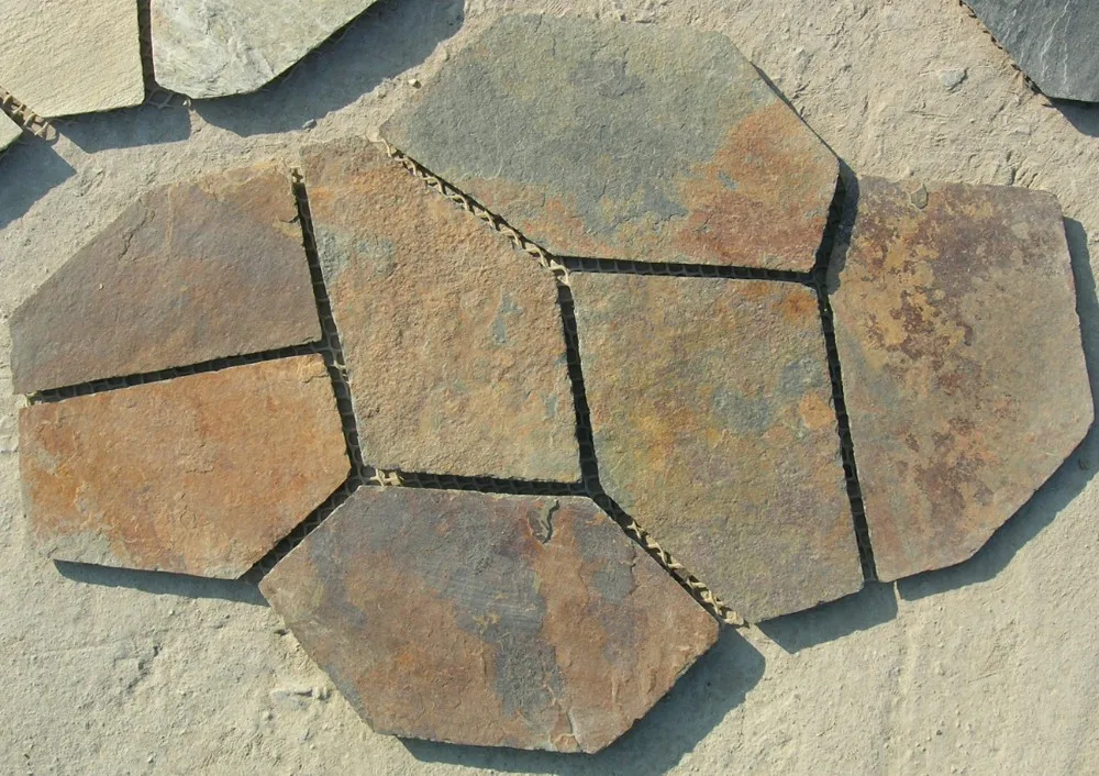 Natural Rusty Slate Stone Flagstone Brick Tiles Flooring Stone Paver