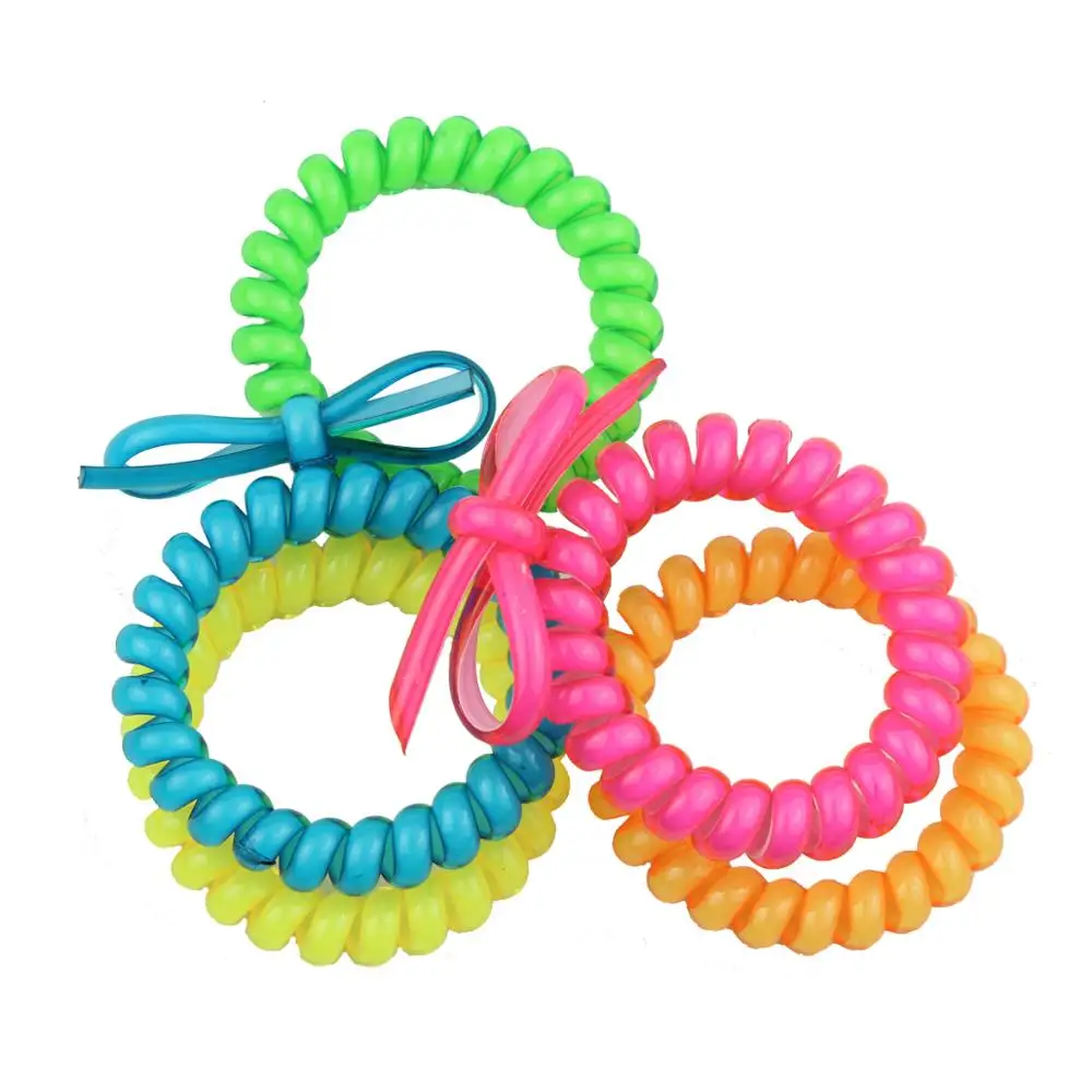 Wholesale Blue Phone Wire Cord Plastic Spirals Hair Bobbles Orange