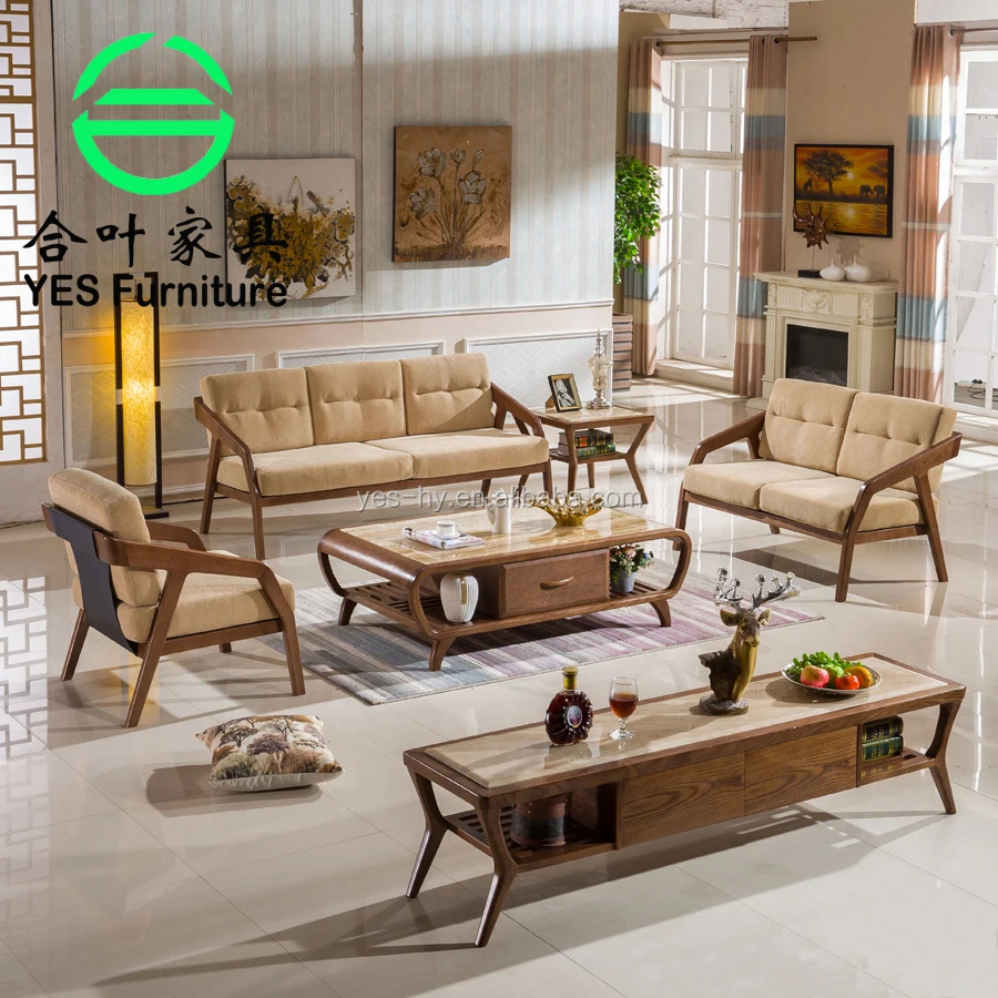 Foshan Furniture Factory Solid Wood Sofa,Genuine Leather Modern Style