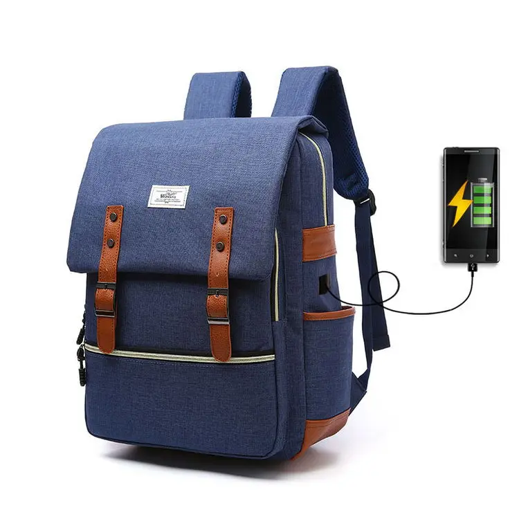 

Women's Rucksack Laptop New Fashion Backpack usb Port Black Nylon Backpack Bag