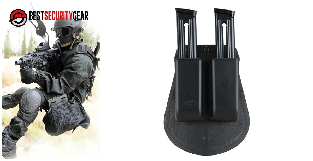 Fobus Holster Double Magazine Pouch for two Single Stack .22,.380, and .32 Caliber - Sig 239, Barretta U22, Bobcat, Ruger MK I, II & III, Walther P22, Browning Buck Mark, S&W 22, 41, 622, 422, and all similar model magazines 6922 FOBUS + Best Security Gear Magnet