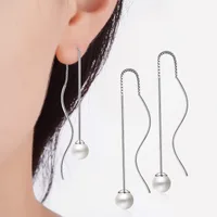 

Statement Geometric Pearl Long Drop Earring Gold Plated Pearl Hook Earring
