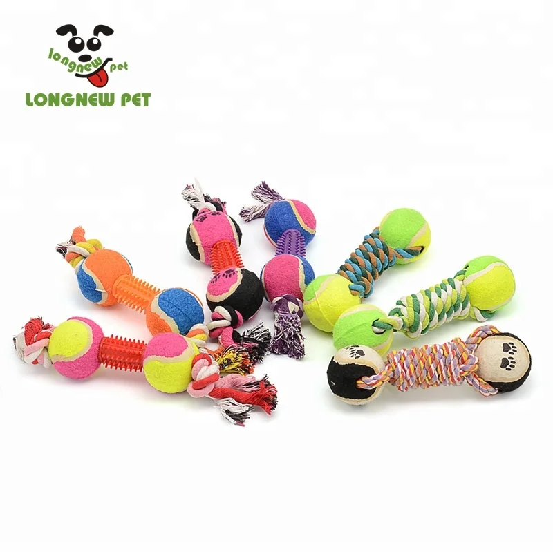 

Dog Ball Cotton With Rope Tug Toy 7 Colors Spiky Bone Shape Pet Toy Dog Chew Training Interactive Toys For Medium Large Dogs, As picture