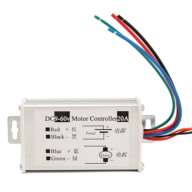 12V 24V 20A DC Motor PWM Stepless Variable Speed Control Controller Switch 