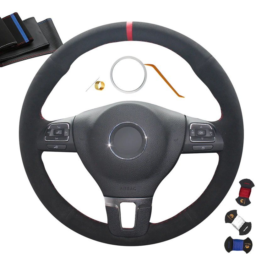 

Hand Sewing Suede Steering Wheel Cover for Volkswagen VW Golf Plus Tiguan Passat B7 CC Touran Jetta Caddy EOS Sharan