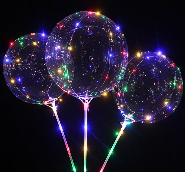 Clear Led Light Balloon Bobo Balloon With Color/rgb Led String Lights ...