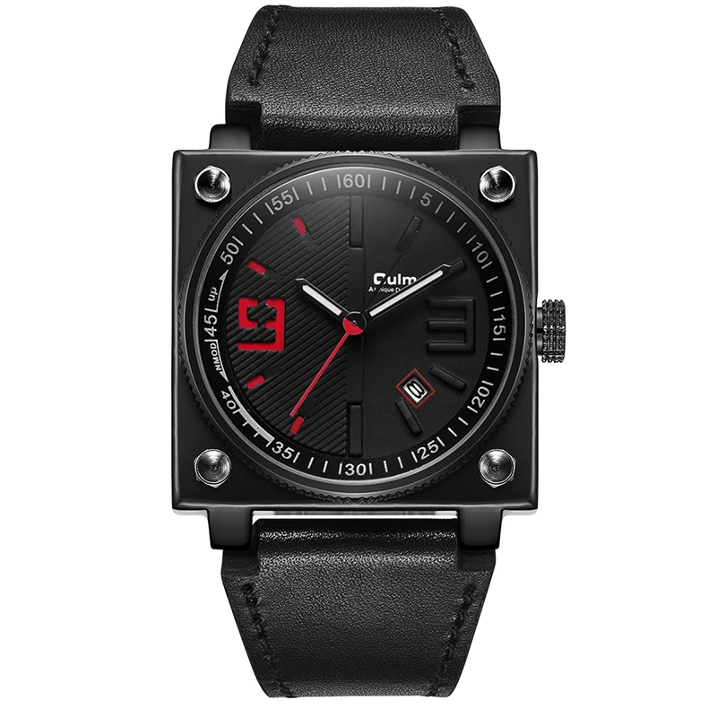 

OULM TOP Brand Men Sports Watches Men's Quartz Date Clock Man Leather Strap Military Waterproof Wrist Watch HP8055, 4colors