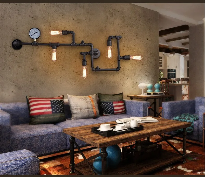 Industrial antique water pipe wall lamps vintage iron wall light for hotel decorative