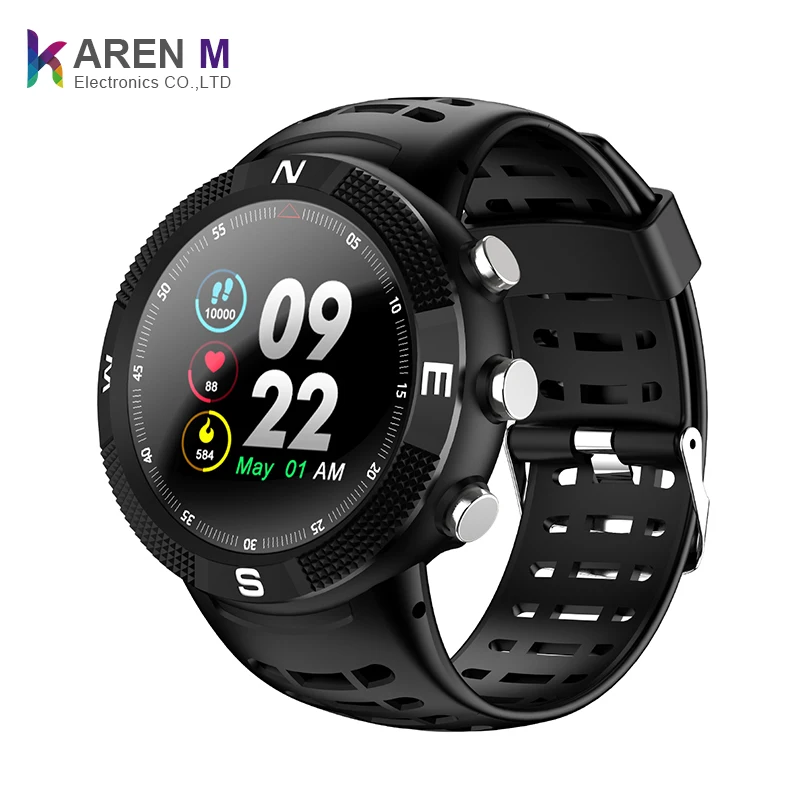 NO.1 F18 Compass Sports Smartwatch IP68 Waterproof GPS Swimming  Round smart watch with blood pressure