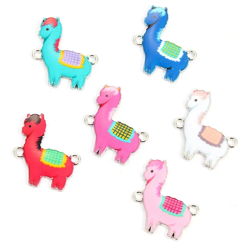 

Wholesale Lovely Alpaca Enamel Charms Pendant for DIY Bracelet Hair Jewelry Components Color Connector