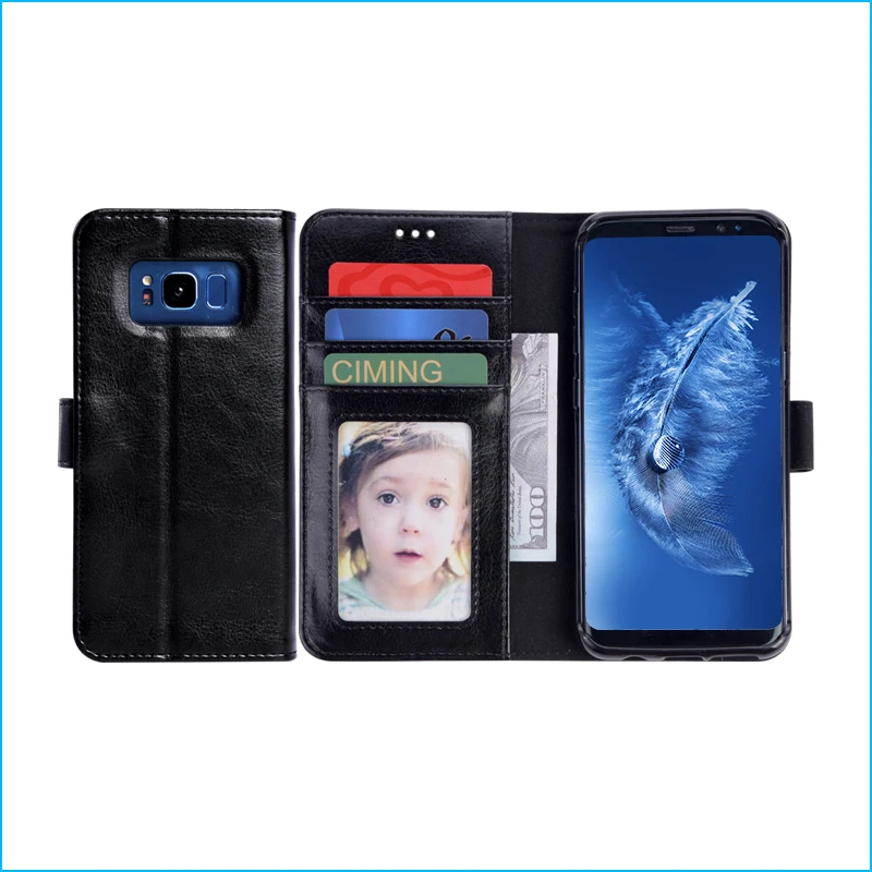 

2018 hot selling Flip leather wallet mobile phone case for Samsung Galaxy S8 Plus, Multi option