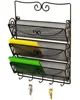 3 Tier Letter Rack Organizer Key Holder Mail Wall Mount Office Hang Storage
