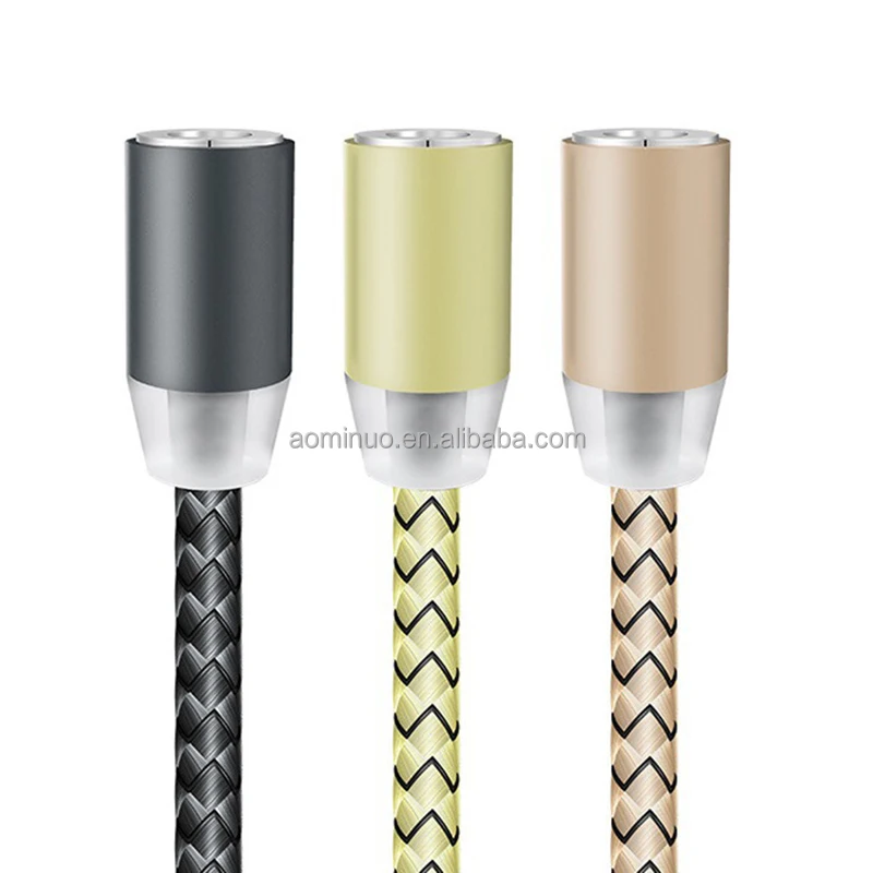 

360 Degree Braided Nylon cord Magnetic 3 in 1 Micro + 8 pins USB Data Sync Charging Cable For samsung iphone, Gold gray rose gold silver
