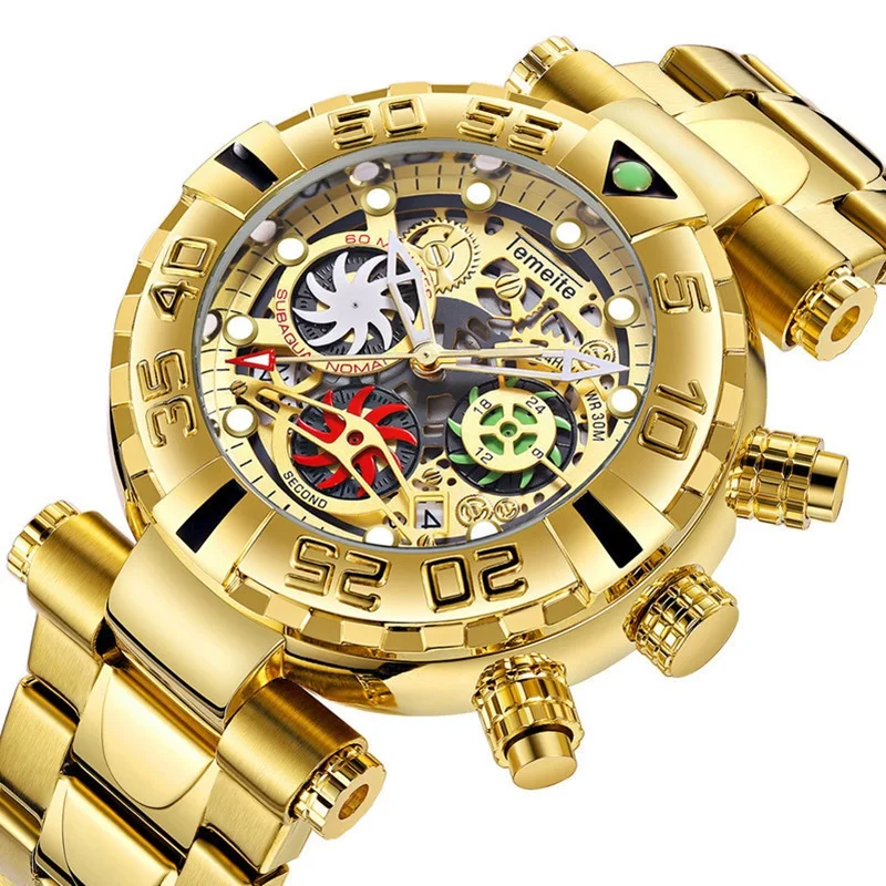 

Temeite Watch DS-2 Top Luxury Golden Stainless Steel Wristwatches Casual Waterproof Sport Watches Men Wrist Relogio Masculino, 17-color